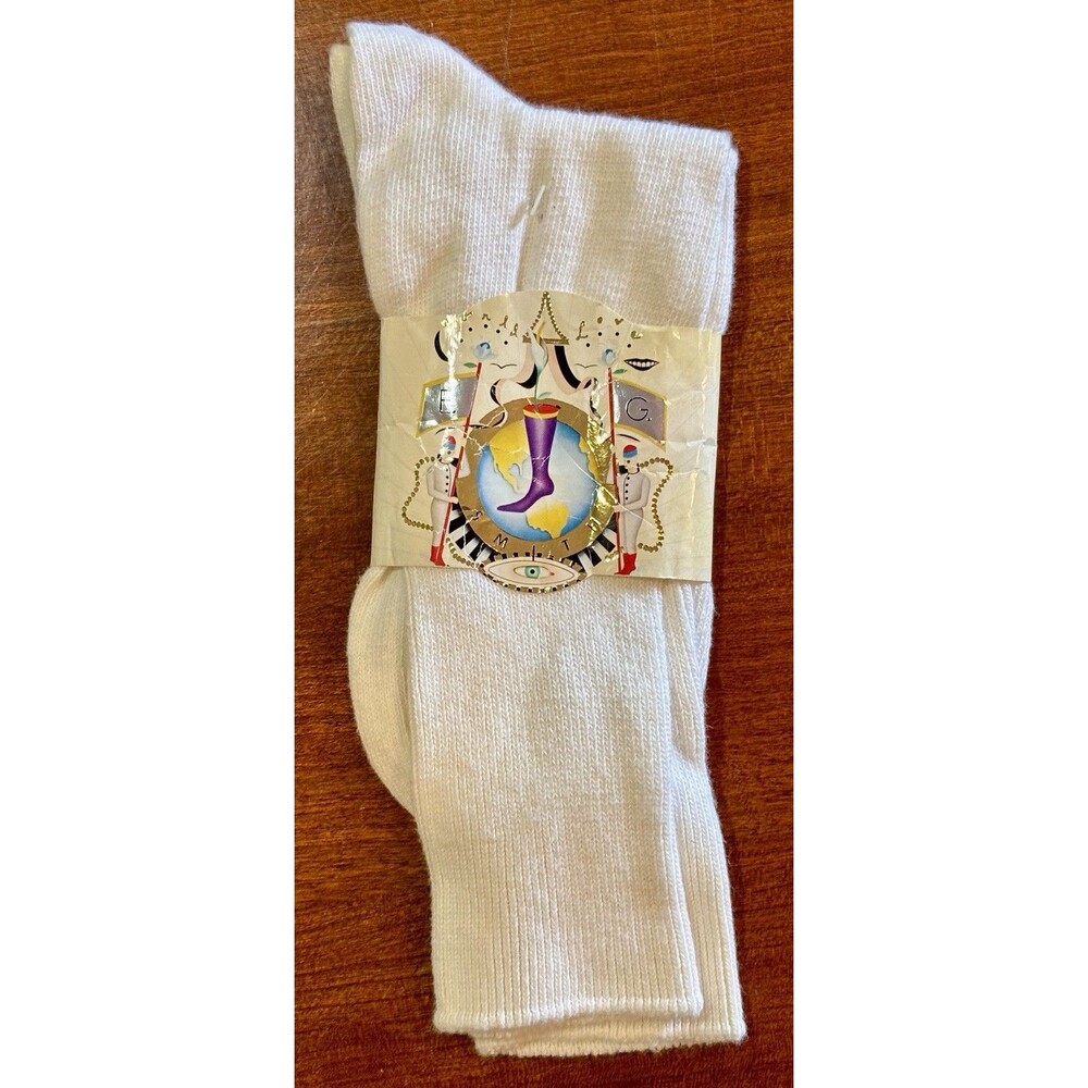 Vintage 1980s E.G. Smith White White Slouch Socks New With Tags Unisex Adult